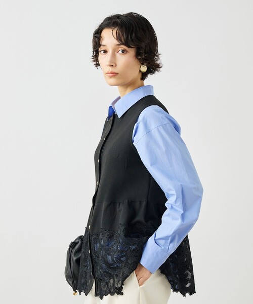 NOLLEY’S（ノーリーズ）の「《手洗い可能》レース付きペプラムベスト（ベスト・レディース・ブラック/アイボリー/ネイビー・38）」の18枚目の写真