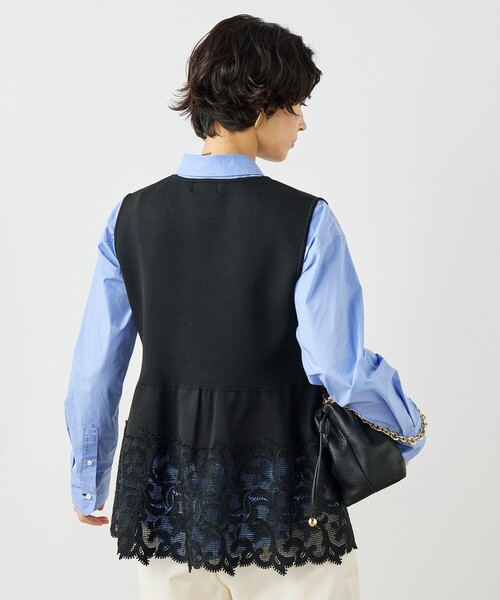 NOLLEY’S（ノーリーズ）の「《手洗い可能》レース付きペプラムベスト（ベスト・レディース・ブラック/アイボリー/ネイビー・38）」の19枚目の写真