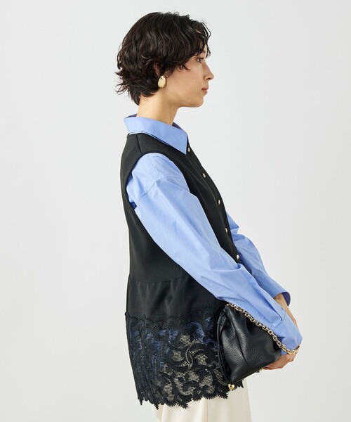 NOLLEY’S（ノーリーズ）の「《手洗い可能》レース付きペプラムベスト（ベスト・レディース・ブラック/アイボリー/ネイビー・38）」の20枚目の写真