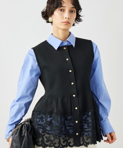 NOLLEY’S（ノーリーズ）の「《手洗い可能》レース付きペプラムベスト（ベスト・レディース・ブラック/アイボリー/ネイビー・38）」の21枚目の写真