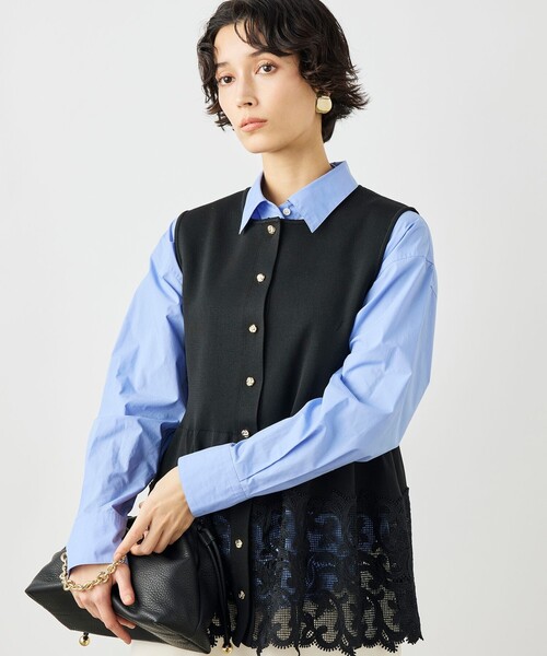 NOLLEY’S（ノーリーズ）の「《手洗い可能》レース付きペプラムベスト（ベスト・レディース・ブラック/アイボリー/ネイビー・38）」の22枚目の写真