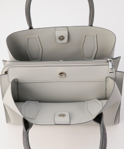 MONO COMME CA(モノコムサ)の「型押しハンドルバッグ(ハンドバッグ・レディース・ベージュ/ブラック/グレー・FREE)」の6枚目の写真