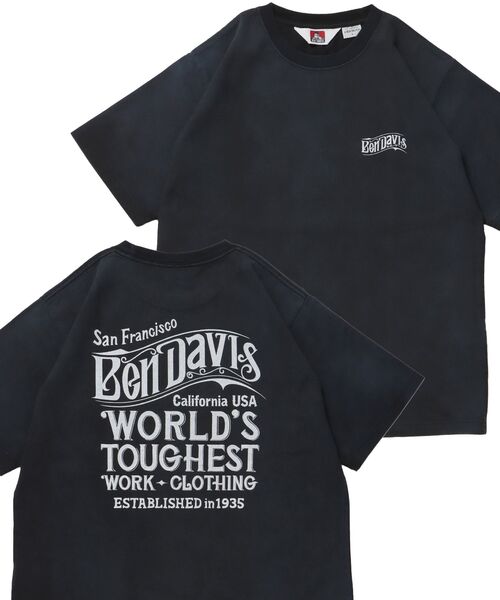 BEN DAVIS(ベンデイビス)の「【BEN DAVIS(ベンデイビス)】OLD SIGN VNTG TEE / Tシャツ クルーネック ワンポイント シンプル ユニセックス 加工(Tシャツ/カットソー・メンズ・ネイビー/ホワイト/ブラック・X-LARGE/LARGE/MEDIUM)」の1枚目の写真