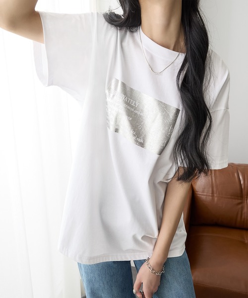 ReDial(リダイアル)の「活躍!箔プリントTシャツ(Tシャツ/カットソー・レディース・オフホワイト/ブラック・M/L/LL/3L)」の20枚目の写真