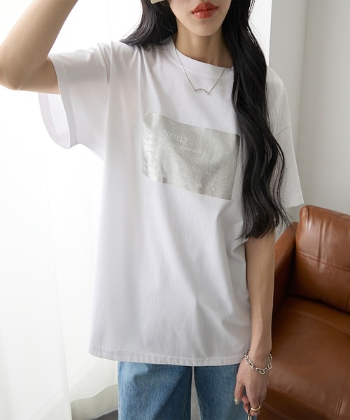 ReDial(リダイアル)の「活躍!箔プリントTシャツ(Tシャツ/カットソー・レディース・オフホワイト/ブラック・M/L/LL/3L)」の21枚目の写真