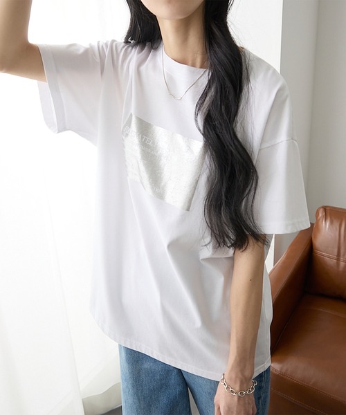 ReDial(リダイアル)の「活躍!箔プリントTシャツ(Tシャツ/カットソー・レディース・オフホワイト/ブラック・M/L/LL/3L)」の22枚目の写真