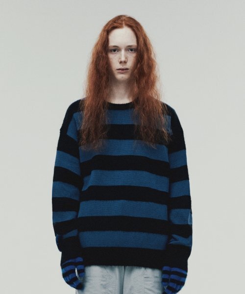 MOHAIR BOLD полосатый свитер — синий (VH2DFUK603A)