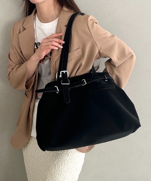 MYMOOD.(マイムード)の「【A4収納可】横型大容量トートバッグ(トートバッグ・レディース・ブラック/ピンク/ベージュ・FREE)」の2枚目の写真