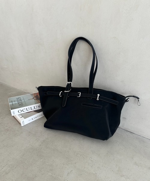 MYMOOD.(マイムード)の「【A4収納可】横型大容量トートバッグ(トートバッグ・レディース・ブラック/ピンク/ベージュ・FREE)」の5枚目の写真