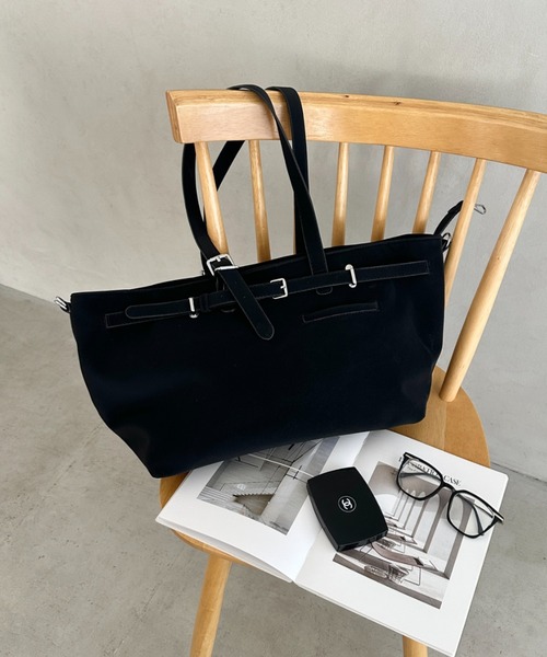 MYMOOD.(マイムード)の「【A4収納可】横型大容量トートバッグ(トートバッグ・レディース・ブラック/ピンク/ベージュ・FREE)」の4枚目の写真