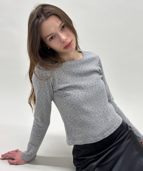 FUULLY STUDIO(フーリィーステューディオ)の「パターンメッシュフラワートップス(Tシャツ/カットソー・レディース・グレー/ホワイト・FREE)」の2枚目の写真