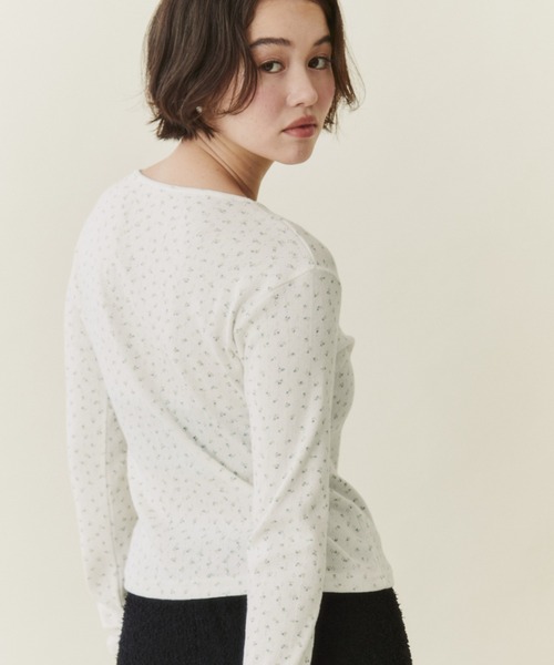 FUULLY STUDIO(フーリィーステューディオ)の「パターンメッシュフラワートップス(Tシャツ/カットソー・レディース・グレー/ホワイト・FREE)」の4枚目の写真