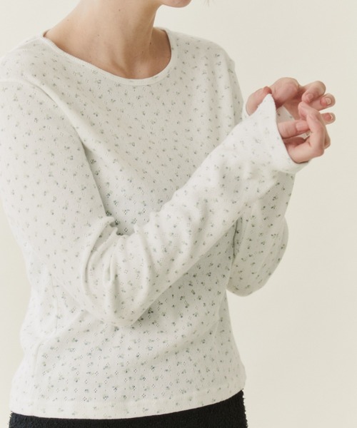 FUULLY STUDIO(フーリィーステューディオ)の「パターンメッシュフラワートップス(Tシャツ/カットソー・レディース・グレー/ホワイト・FREE)」の5枚目の写真