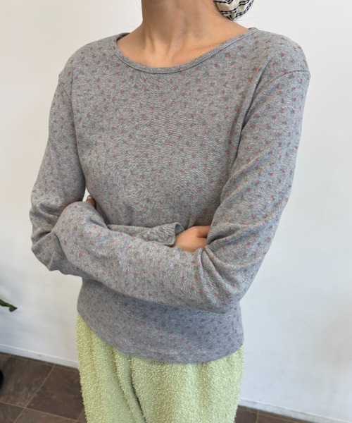 FUULLY STUDIO(フーリィーステューディオ)の「パターンメッシュフラワートップス(Tシャツ/カットソー・レディース・グレー/ホワイト・FREE)」の16枚目の写真