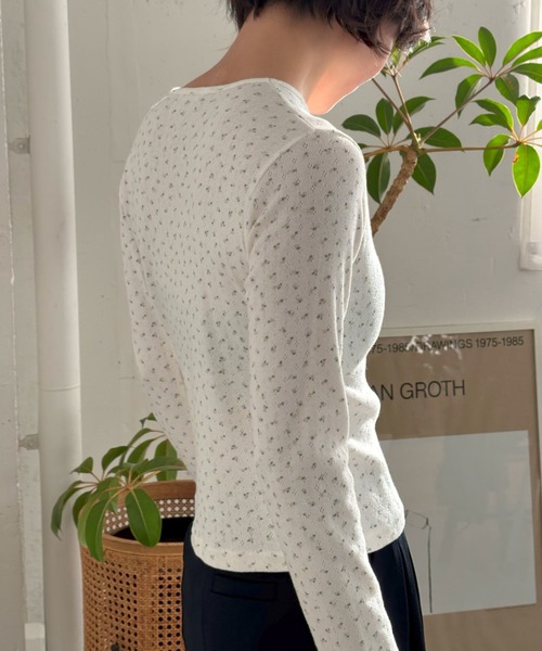 FUULLY STUDIO(フーリィーステューディオ)の「パターンメッシュフラワートップス(Tシャツ/カットソー・レディース・グレー/ホワイト・FREE)」の8枚目の写真