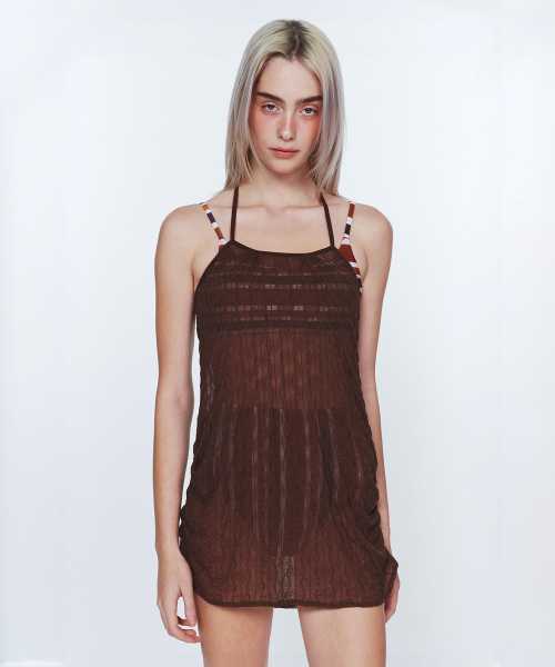 DELIGHTPOOL(ディライトプール)の「Wavy Mesh Dress - Brown(ワンピース・レディース・その他・FREE)」の1枚目の写真