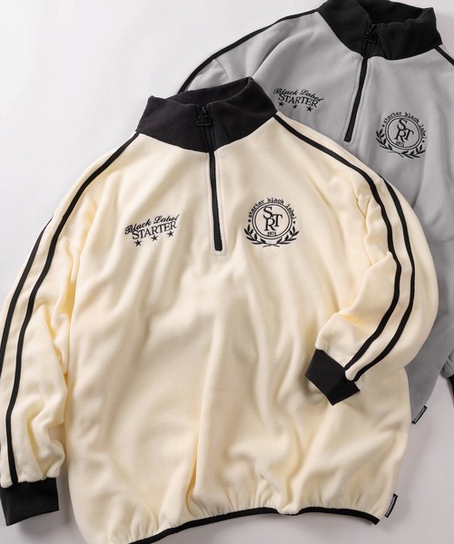 STARTER（スターター）の「【88】【STARTER/スターター】ワンポイント刺繍 サイドライン マイクロフリース ハーフジップ プルオーバー（スウェット・メンズ・ブラック/ブラック系その他/ホワイト系その他/グレー/オフホワイト/ベージュ・M/L/XL）」の3枚目の写真