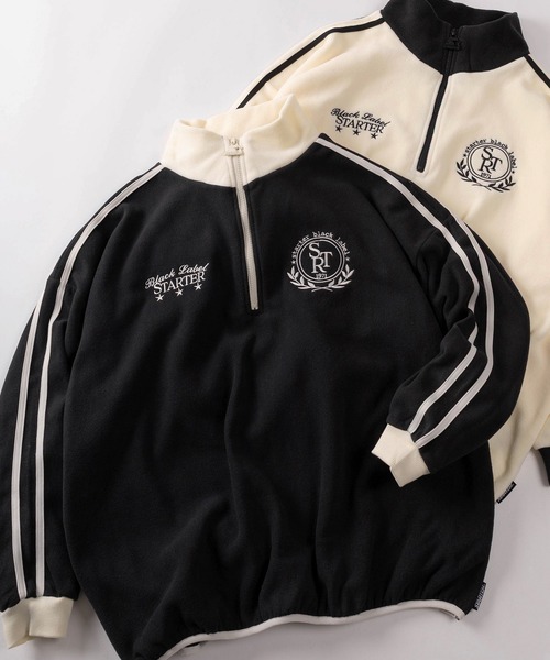 STARTER（スターター）の「【88】【STARTER/スターター】ワンポイント刺繍 サイドライン マイクロフリース ハーフジップ プルオーバー（スウェット・メンズ・ブラック/ブラック系その他/ホワイト系その他/グレー/オフホワイト/ベージュ・M/L/XL）」の5枚目の写真