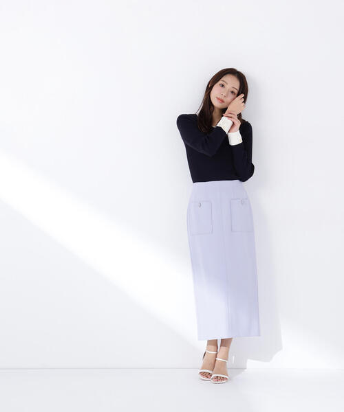 NATURAL BEAUTY BASIC（ナチュラルビューティーベーシック）の「◇アウトポケットナロースカート（スカート・レディース・チャコールグレー/ブルー/ベージュ・MEDIUM/P/S）」の12枚目の写真