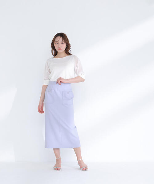 NATURAL BEAUTY BASIC（ナチュラルビューティーベーシック）の「◇アウトポケットナロースカート（スカート・レディース・チャコールグレー/ブルー/ベージュ・MEDIUM/P/S）」の9枚目の写真