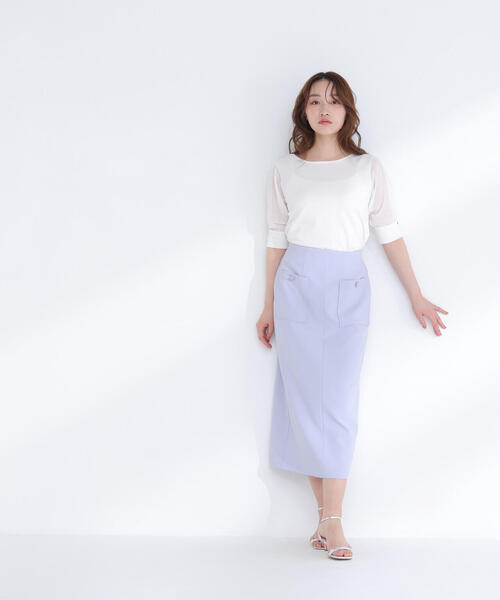 NATURAL BEAUTY BASIC（ナチュラルビューティーベーシック）の「◇アウトポケットナロースカート（スカート・レディース・チャコールグレー/ブルー/ベージュ・MEDIUM/P/S）」の8枚目の写真