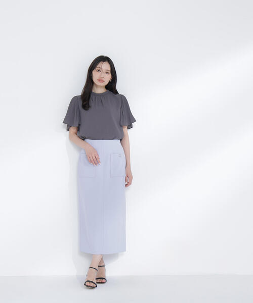 NATURAL BEAUTY BASIC（ナチュラルビューティーベーシック）の「◇アウトポケットナロースカート（スカート・レディース・チャコールグレー/ブルー/ベージュ・MEDIUM/P/S）」の7枚目の写真