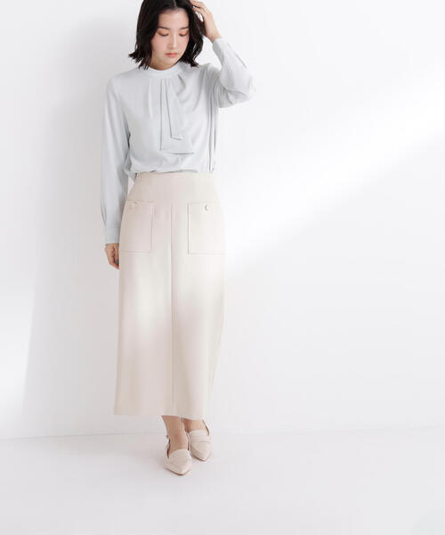 NATURAL BEAUTY BASIC（ナチュラルビューティーベーシック）の「◇アウトポケットナロースカート（スカート・レディース・チャコールグレー/ブルー/ベージュ・MEDIUM/P/S）」の3枚目の写真