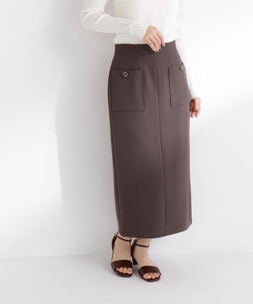 NATURAL BEAUTY BASIC（ナチュラルビューティーベーシック）の「◇アウトポケットナロースカート（スカート・レディース・チャコールグレー/ブルー/ベージュ・MEDIUM/P/S）」の2枚目の写真