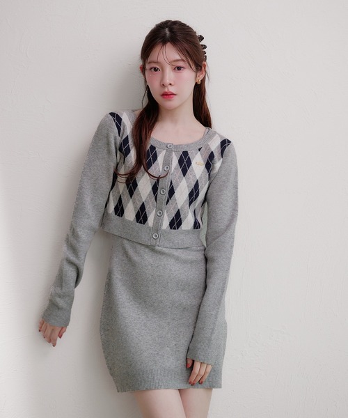 fupel（フぺル）の「argyle knit setup / アーガイルニット