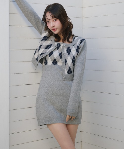 fupel（フぺル）の「argyle knit setup / アーガイルニット