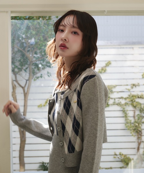 fupel(フぺル)の「argyle knit setup / アーガイルニットセットアップ(セットアップ・レディース・アイボリー/グレー・FREE)」の20枚目の写真