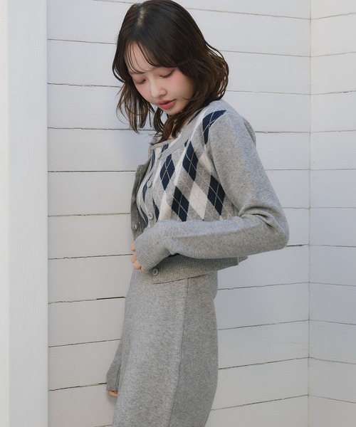 fupel（フぺル）の「argyle knit setup / アーガイルニット