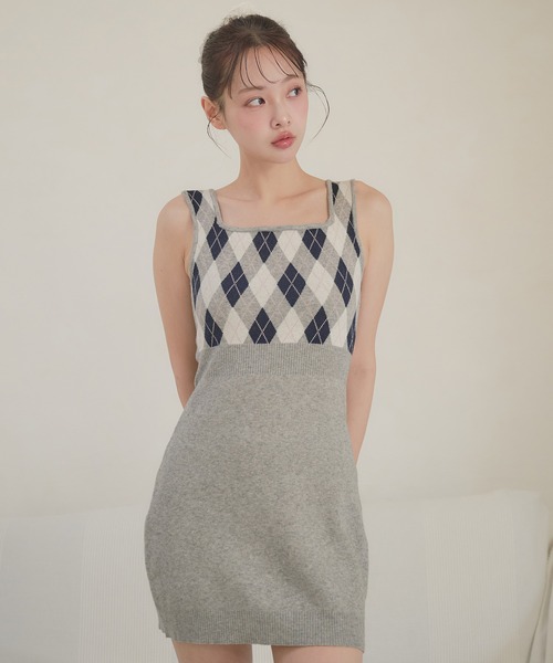 fupel（フぺル）の「argyle knit setup / アーガイルニット