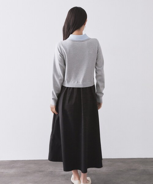 OPAQUE.CLIP(オペークドットクリップ)の「ダブルポロ衿ニットドッキングワンピース【洗濯機OK】(ワンピース・レディース・ネイビー系4/グレー系4・40/38)」の13枚目の写真