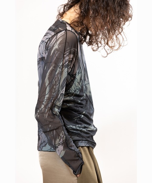 OSMOSIS（オズモーシス）の「メロー切替長袖Tシャツ（Tシャツ/カットソー・レディース・ブラック/ピンク/ブルー/チャコール・ONE SIZE）」の10枚目の写真