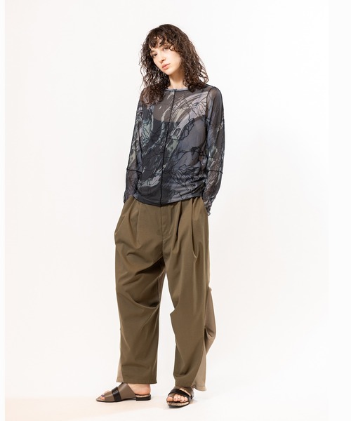 OSMOSIS（オズモーシス）の「メロー切替長袖Tシャツ（Tシャツ/カットソー・レディース・ブラック/ピンク/ブルー/チャコール・ONE SIZE）」の11枚目の写真