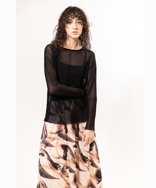 OSMOSIS（オズモーシス）の「メロー切替長袖Tシャツ（Tシャツ/カットソー・レディース・ブラック/ピンク/ブルー/チャコール・ONE SIZE）」の15枚目の写真