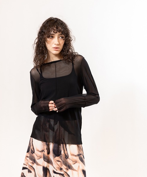 OSMOSIS（オズモーシス）の「メロー切替長袖Tシャツ（Tシャツ/カットソー・レディース・ブラック/ピンク/ブルー/チャコール・ONE SIZE）」の16枚目の写真