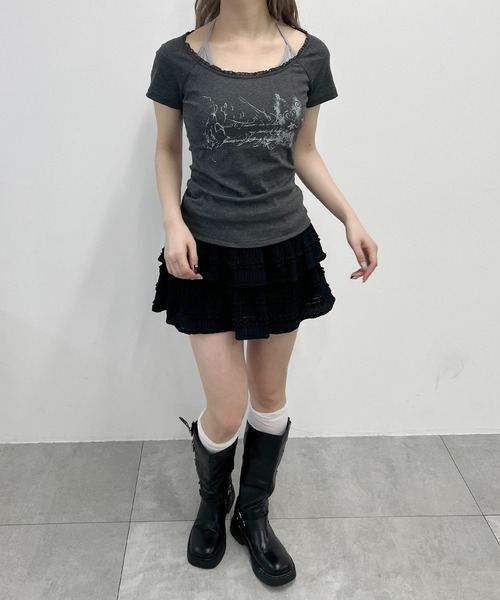 PHILLY(フィリー)の「ホルターネックグラフィックT(Tシャツ/カットソー・レディース・チャコールグレー/ホワイト・FREE)」の11枚目の写真