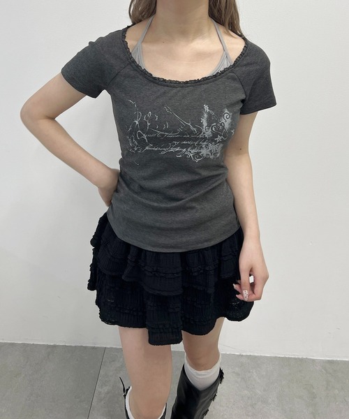 PHILLY(フィリー)の「ホルターネックグラフィックT(Tシャツ/カットソー・レディース・チャコールグレー/ホワイト・FREE)」の8枚目の写真