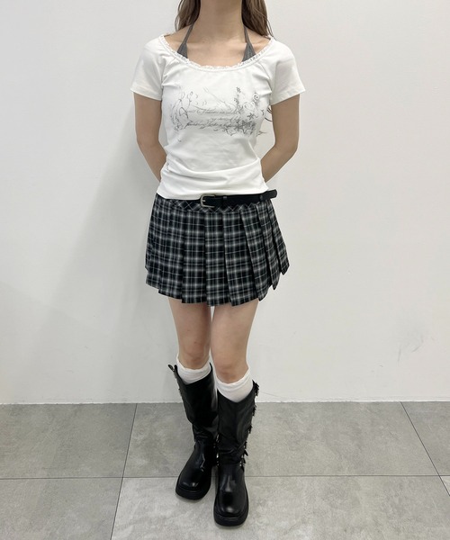 PHILLY(フィリー)の「ホルターネックグラフィックT(Tシャツ/カットソー・レディース・チャコールグレー/ホワイト・FREE)」の7枚目の写真