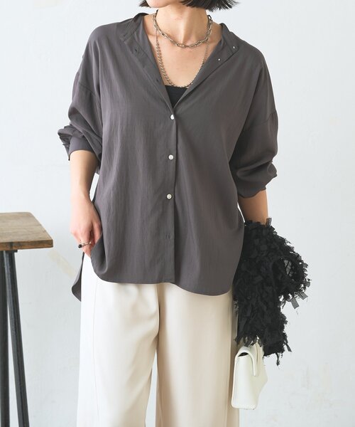 Jena espace merveilleux（ジェナ　エスパスメルヴェイユ）の「【リバイバル】後ろヨークラッフルシャツ（シャツ/ブラウス・レディース・ミント/チャコールグレー/オフホワイト・FREE）」の18枚目の写真