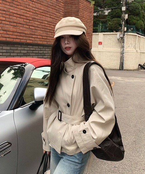 WESTSEA（ウエストシー）の「ショート丈 トレンチコート 無地（トレンチコート・レディース・ベージュ・M/L）」の4枚目の写真