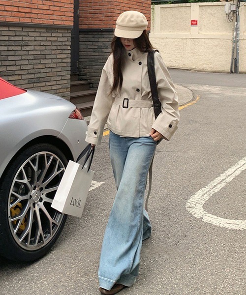 WESTSEA（ウエストシー）の「ショート丈 トレンチコート 無地（トレンチコート・レディース・ベージュ・M/L）」の3枚目の写真