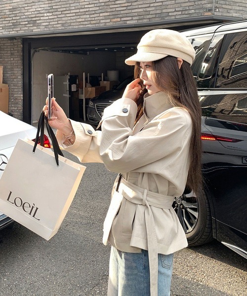 WESTSEA（ウエストシー）の「ショート丈 トレンチコート 無地（トレンチコート・レディース・ベージュ・M/L）」の6枚目の写真