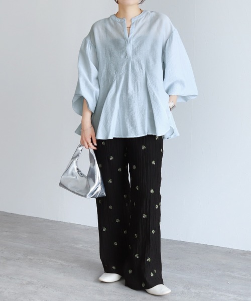 reca(レカ)の「小花柄刺繍シアーワイドパンツ(その他パンツ・レディース・アイボリー/ブラック・FREE)」の9枚目の写真