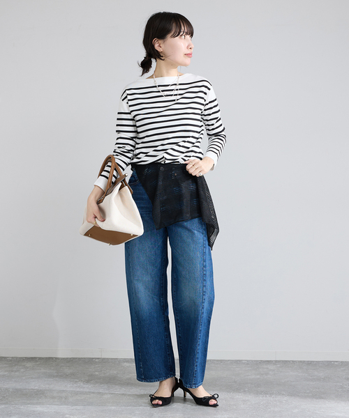 IENA（イエナ）の「《新色》SEATTLEボーダーボートネックプルオーバー（ニット/セーター・レディース・ブラック系その他/ネイビー/ピンク・FREE）」の4枚目の写真