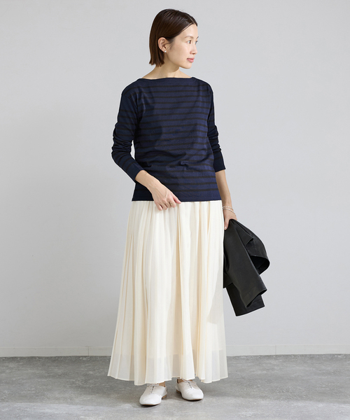 IENA（イエナ）の「《新色》SEATTLEボーダーボートネックプルオーバー（ニット/セーター・レディース・ブラック系その他/ネイビー/ピンク・FREE）」の5枚目の写真