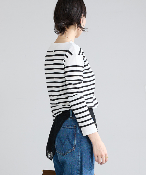 IENA（イエナ）の「《新色》SEATTLEボーダーボートネックプルオーバー（ニット/セーター・レディース・ブラック系その他/ネイビー/ピンク・FREE）」の8枚目の写真