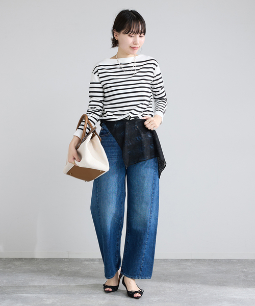 IENA（イエナ）の「《新色》SEATTLEボーダーボートネックプルオーバー（ニット/セーター・レディース・ブラック系その他/ネイビー/ピンク・FREE）」の10枚目の写真